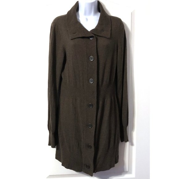 Kenneth Cole Brown Cardigan Dress size Large - Picture 1 of 12